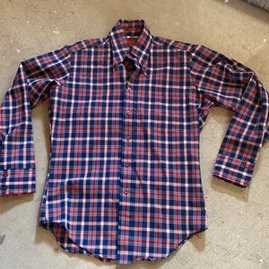 Vintage 70’s dead stock Kings Road Sears best plaid polyester shirt